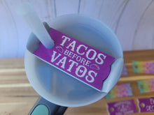 Load image into Gallery viewer, Tacos Before Vatos Stanley Tumbler Straw Cup Topper Pink and White