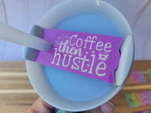 Load image into Gallery viewer, Coffee Then Hustle Stanley Tumbler Straw Cup Topper Pink and White