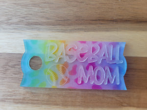 Baseball Mom Stanley Tumbler Straw Cup Topper Rainbow Leopard
