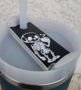 Skeleton Lover Stanley Tumbler Straw Cup Topper Black