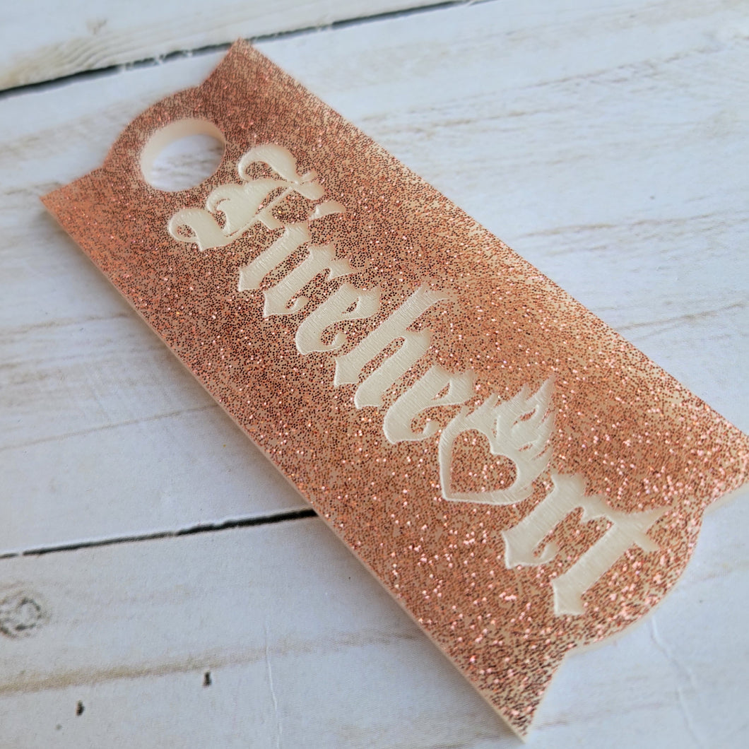 Fireheart Rose Gold Glitter Stanley Straw Tumbler Cup Topper