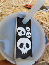 Load image into Gallery viewer, Little Skulls Stanley Tumbler Straw Cup Topper Black