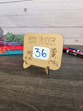 Load image into Gallery viewer, Book Tracker Sign Bookshelf Counter