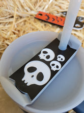 Load image into Gallery viewer, Little Skulls Stanley Tumbler Straw Cup Topper Black