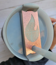 Load image into Gallery viewer, Light It Up Rose Gold Glitter Stanley Straw Tumbler Cup Topper