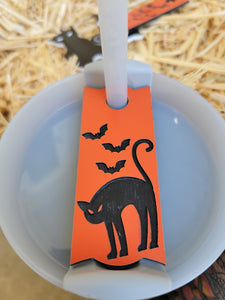 Scary Cat Stanley Tumbler Straw Cup Topper Black