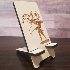 Jack and Ghost Dog Wood Phone Stand