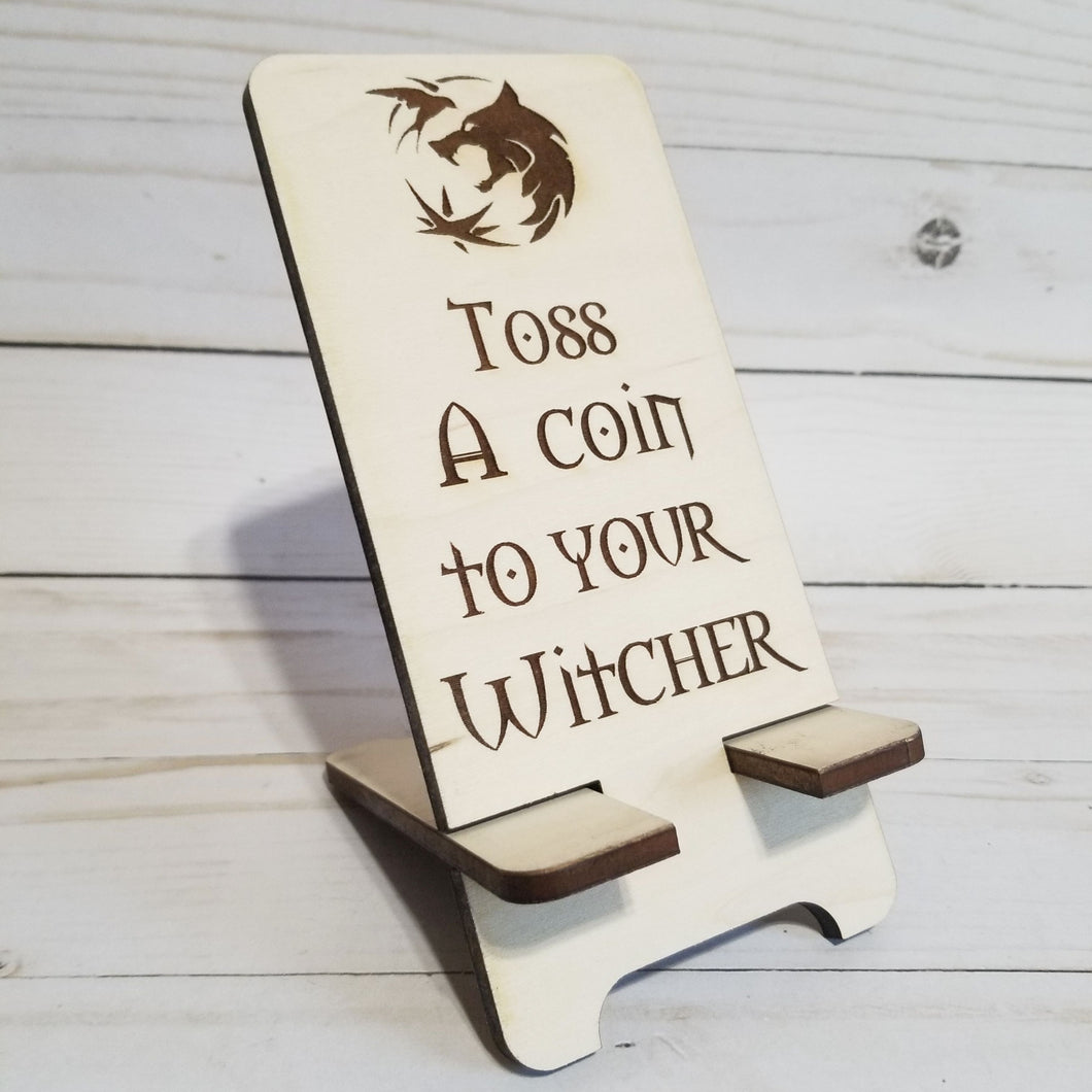 Toss A Coin Wood Phone Stand