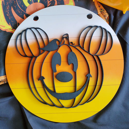 Candy Corn Mouse Head Pumpkin Sign