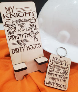 Pipefitter Love Phone Stand and Keychain Set
