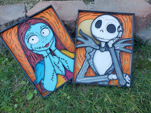 Jack and Sally 6 Layer Wood Portrait Set