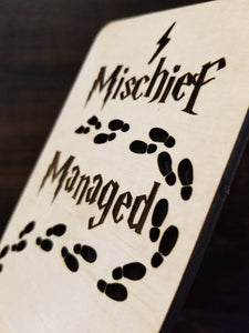 Mischief Managed Wood Phone Stand
