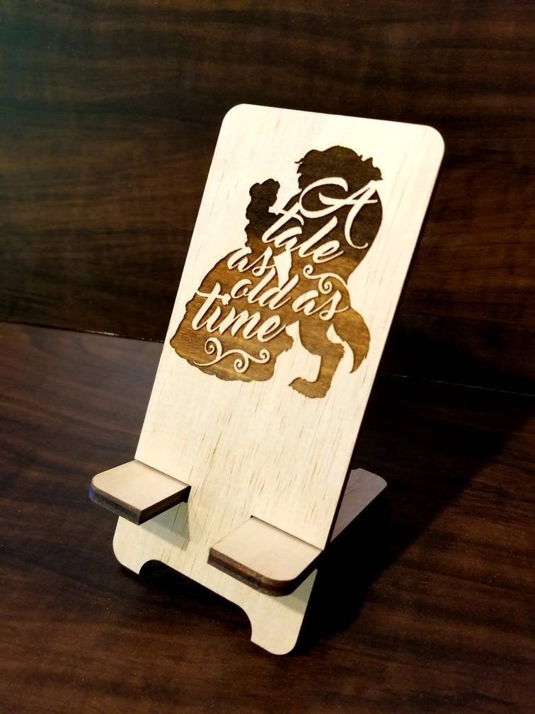Tale As Old As Time Wood Phone Stand