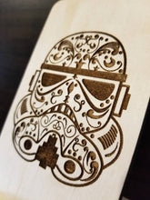 Load image into Gallery viewer, Trooper Sugar Skull Wood Phone Stand
